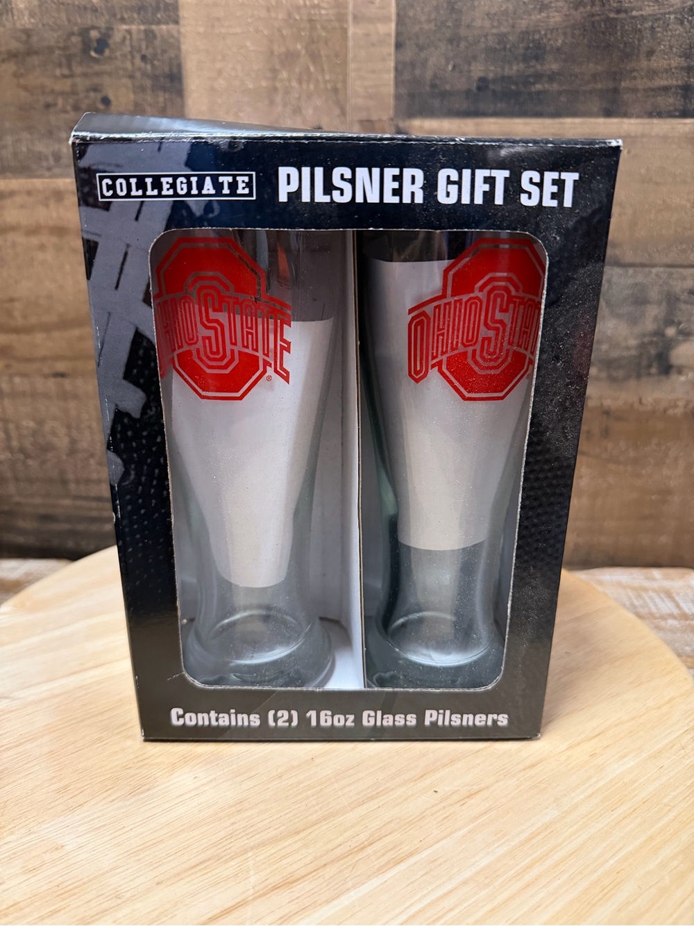 Ohio State Buckeyes Pilsner Glass Gift Set 2pc 16oz Beer Glasses New In Box
